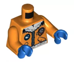 Torso Arctic Explorer Logo with Zipper and White Fur Trim Pattern / Orange Arms / Blue Hands