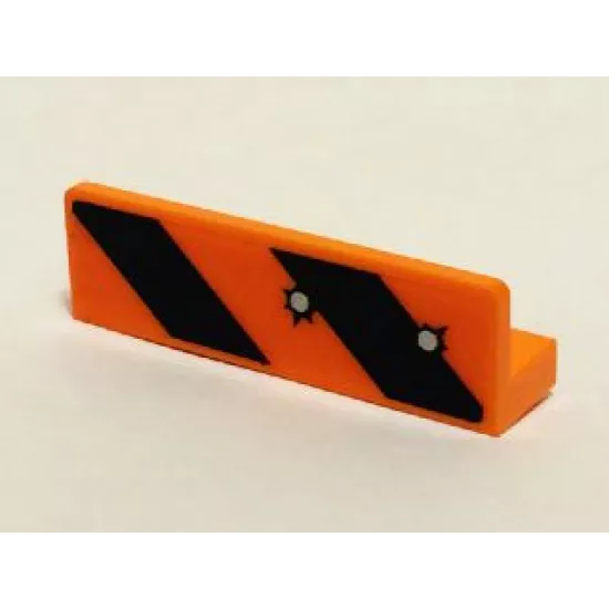 Panel 1 x 4 x 1 with Black and Orange Danger Stripes and 2 Bullet Holes Pattern (Sticker) - Set 6864