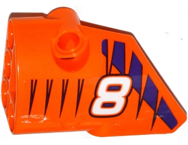 Technic, Panel Fairing # 1 Small Smooth Short, Side A with White Number '8' and Dark Purple Tiger Stripes Pattern (Sticker) - Set 42048