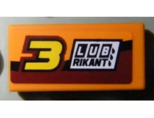 Tile 1 x 2 with Number 3 and 'LUBRIKANT' Pattern Model Right Side (Sticker) - Set 8304