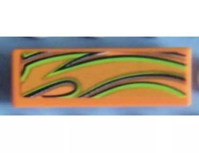 Tile 1 x 3 with Lime Lines Pattern Model Right (Sticker) - Set 8484