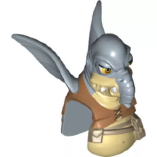 Minifigure, Head, Modified SW Watto with Vest and Belt Pattern
