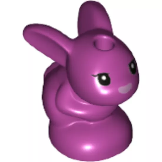 Bunny / Rabbit, Friends, Baby, Sitting with Black Eyes and Metallic Pink Nose Pattern