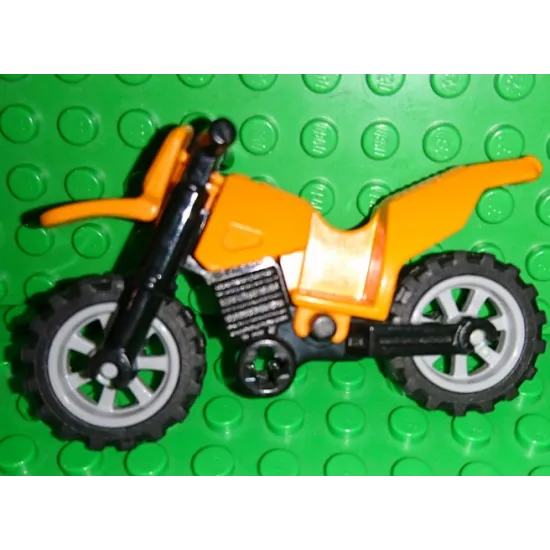 Riding Cycle Motorcycle Dirt Bike with Black Chassis (Long Fairing Mounts) and Light Bluish Gray Wheels