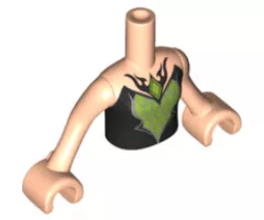 Mini Doll, Torso Friends Girl Black Top with Lime and Silver Diamond Pattern, Light Nougat Arms with Hands