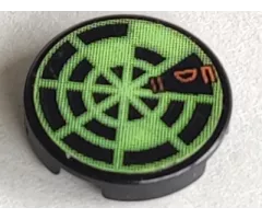 Tile, Round 2 x 2 with Neon Green Radar Type 4 Pattern (Sticker) - Sets 7691 / 7693