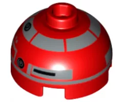 Brick, Round 2 x 2 Dome Top with Silver Band around Dome, Lime Dot Pattern (Astromech Droid)