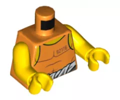 Torso Town Prisoner Number 92116, Orange Tank Top with White Shirt Tied Around Waist Pattern / Yellow Arms / Yellow Hands