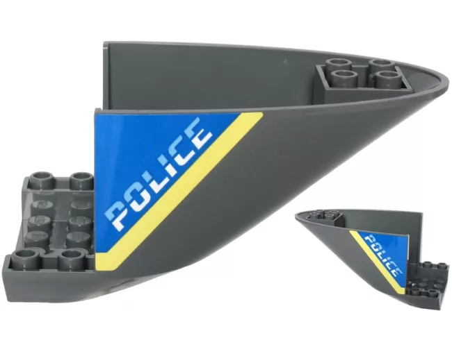 Aircraft Fuselage Curved Aft Section 6 x 10 Bottom with 'POLICE' and Bright Light Yellow Stripe Pattern on Both Sides (Stickers) - Set 60243