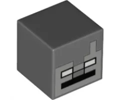 Minifigure, Head, Modified Cube with Minecraft Stray Pattern
