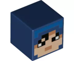 Minifigure, Head, Modified Cube with Minecraft Hex Face Pattern