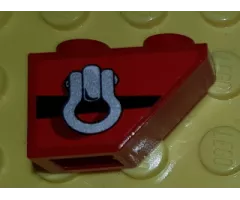 Slope, Inverted 45 2 x 1 with Clevis Shackle Loop and Black Stripe on Red Background Pattern Model Right Side (Sticker) - Set 8863