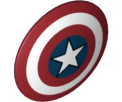 Minifigure, Shield Round with Rounded Front with Bullseye with Captain America Star Pattern