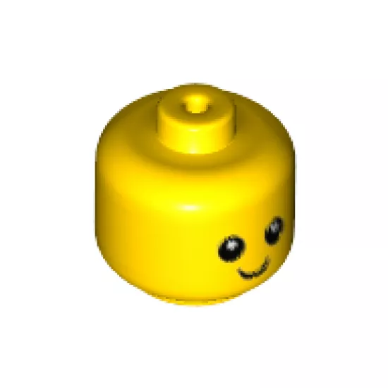 Minifigure, Head Baby / Toddler with Neck, Black Eyes, White Pupils and Smile Pattern