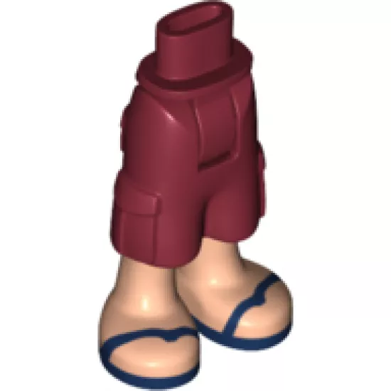 Mini Doll, Legs with Hips and Trousers Cropped Large Pockets, Light Nougat Legs and Dark Blue Sandals Pattern