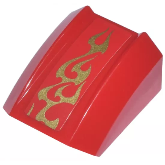 Slope, Curved 2 x 2 Lip with Gold Flames Top Half Pattern (Sticker) - Set 70500