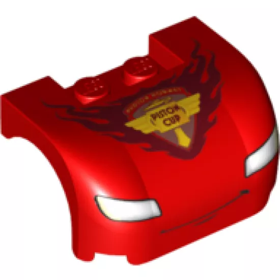Vehicle, Mudguard 3 x 4 x 1 2/3 Curved with Front with Headlights, Thin Smile, Chin Dimple and 'PISTON CUP' Pattern