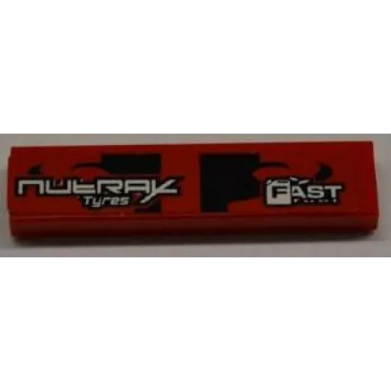 Tile 1 x 4 with 'NUTRAX Tyres' and 'FAST FUEL' Pattern (Sticker) - Set 8198