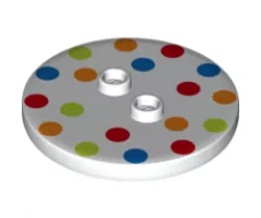 Tile, Round 4 x 4 with 2 Hollow Studs with Polka Dot Pattern - set 70917
