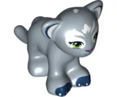 Lion / Tiger, Friends / Elves, Baby Cub with Lime Eyes, Dark Pink Nose, Dark Blue Paws and White Face Decorations Pattern (Enki)