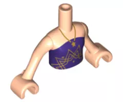 Mini Doll, Torso Friends Girl Dark Purple Strapless Top with Gold Necklace and Star Pattern, Light Nougat Arms with Hands