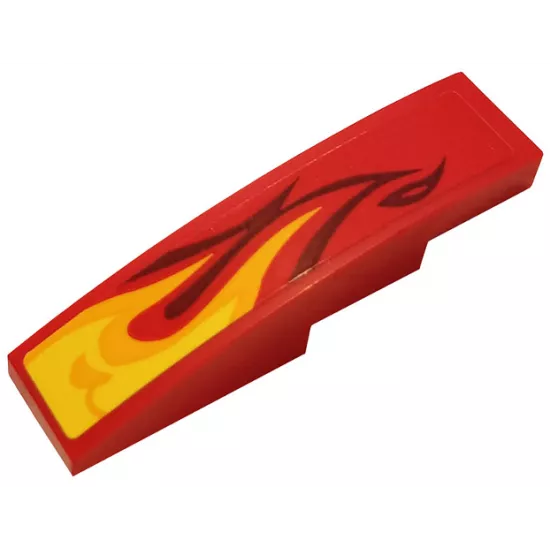 Slope, Curved 4 x 1 with Yellow and Orange Flame Pattern Model Right Side (Sticker) - Set 70667