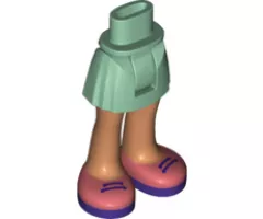 Mini Doll, Legs with Hips and Skirt, Nougat Legs and Coral and Dark Purple Shoes with Laces Pattern
