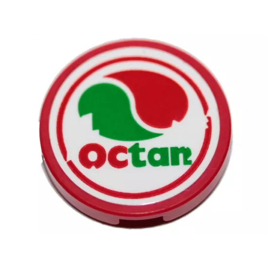 Tile, Round 2 x 2 with Bottom Stud Holder with Octan Logo Pattern (Sticker) - Set 70823