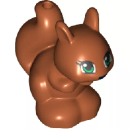 Squirrel, Friends / Elves with Black, Green and White Eyes and Black Eyelashes, Nose and Mouth Pattern