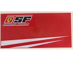 Tile 8 x 16 with Bottom Tubes on Edges with 'SF SCUDERIA FERRARI', Ferrari Logo and 2 White Stripes Pattern, Model Left (Stickers) - Set 8185