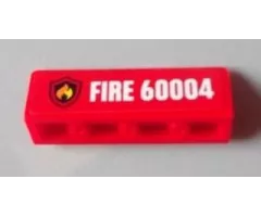 Panel 1 x 4 x 1 with Black and Yellow Fire Logo Badge and 'FIRE 60004' Pattern Model Left Side (Sticker) - Set 60004