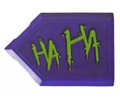 Tile, Modified 2 x 3 Pentagonal with Lime 'HA HA' Pattern Model Right Side (Sticker) - Set 76159