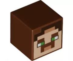 Minifigure, Head, Modified Cube with Minecraft Hal Face Pattern
