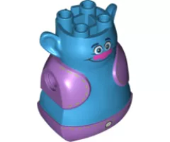 Torso Large with Head, Trolls, 4 Studs on Top, Medium Lavender Vest and Pants Pattern