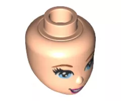 Mini Doll, Head Friends with Bright Light Blue Eyes with Black Eyelashes, Dark Pink Lips and Open Mouth Pattern