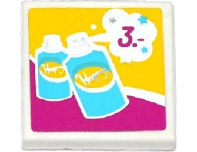Tile 2 x 2 with 2 Spray Cans and '3.-' Pattern (Sticker) - Set 41093