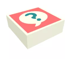 Tile 1 x 1 with Dark Turquoise Question Mark in Speech Bubble on Coral Background Pattern