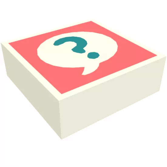 Tile 1 x 1 with Dark Turquoise Question Mark in Speech Bubble on Coral Background Pattern