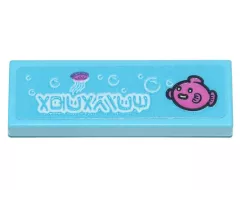 Tile 1 x 3 with Ninjago Logogram 'Aquarium', Dark Pink Fish and Jellyfish Pattern (Sticker) - Set 71741