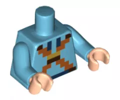 Torso Pixelated Hoodie with Ties and Crossed Straps on Front, Backpack with Creeper Face on Back Pattern / Medium Azure Arms / Light Nougat Hands