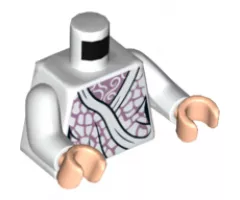 Torso Female Metallic Pink Robe with White Hems, Spots, and Shirt with White Filigree Pattern / White Arms / Light Nougat Hands
