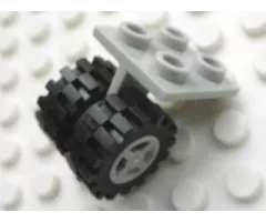 Aircraft Plate, Modified 2 x 2 Thin with Dual Wheels Holder - Split Pins with Light Bluish Gray Wheels and Black Tires (4870 / 4624 / 3641)