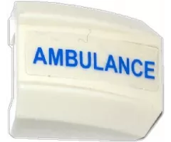 Slope, Curved 2 x 2 Lip with Blue 'AMBULANCE' Pattern Model Left Side (Sticker) - Set 60086