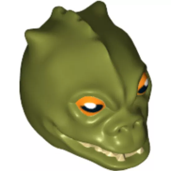 Minifigure, Head, Modified SW Saurin / Trandoshan with Orange and Black Eyes and White Pupils Pattern (Bossk)