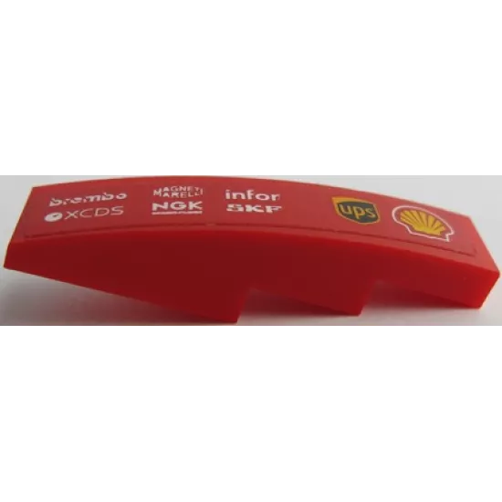 Slope, Curved 4 x 1 with 'MAGNETI MARELLI', 'brembo', 'infor', 'SKF', 'ups', 'XCDS', 'NGK' and Shell Logo Pattern Model Right Side (Sticker) - Set 75879