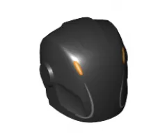 Minifigure, Headgear Helmet Armor Plates and Ear Protectors with Metallic Silver and Orange Markings Pattern
