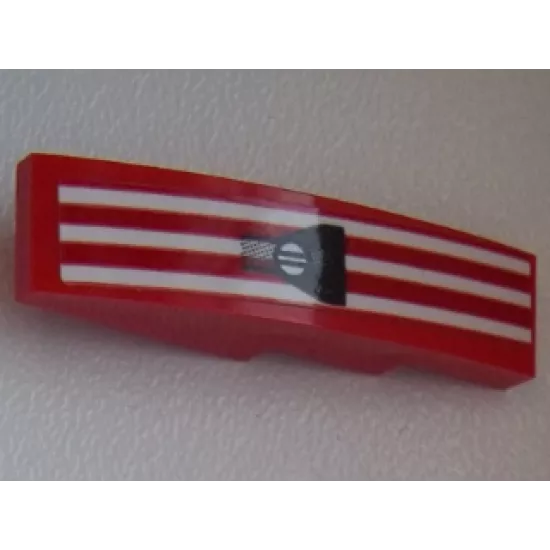 Slope, Curved 4 x 1 with 3 White Stripes on Red Background and Black Air Outlet Pattern Model Left Side (Sticker) - Set 75876