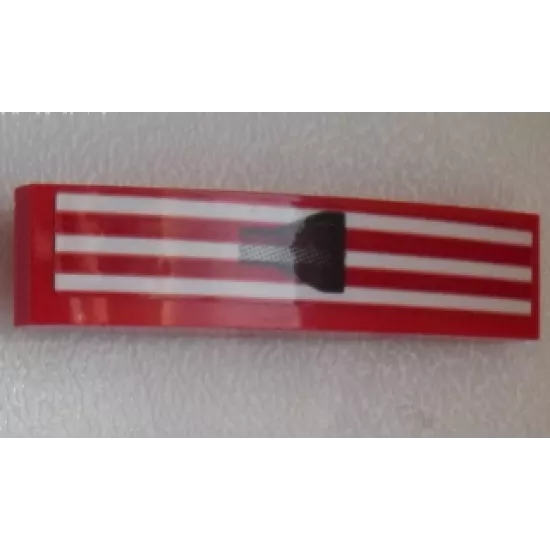 Slope, Curved 4 x 1 with 3 White Stripes on Red Background and Black Air Outlet Pattern Model Right Side (Sticker) - Set 75876