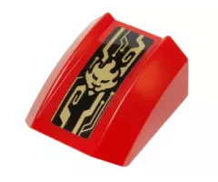 Slope, Curved 2 x 2 Lip with Gold Kai Symbol and Mechanical Lines Pattern (Sticker) - Set 70736
