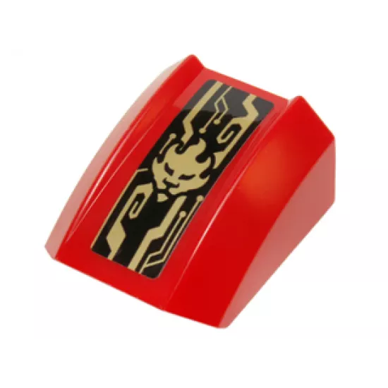 Slope, Curved 2 x 2 Lip with Gold Kai Symbol and Mechanical Lines Pattern (Sticker) - Set 70736